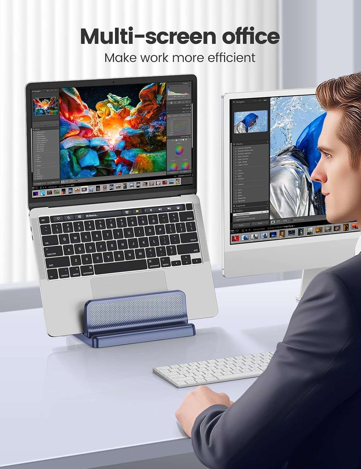 4 in 1 Vertical Laptop Stand Adjustable Desktop Holder for Laptop Tablet Phone