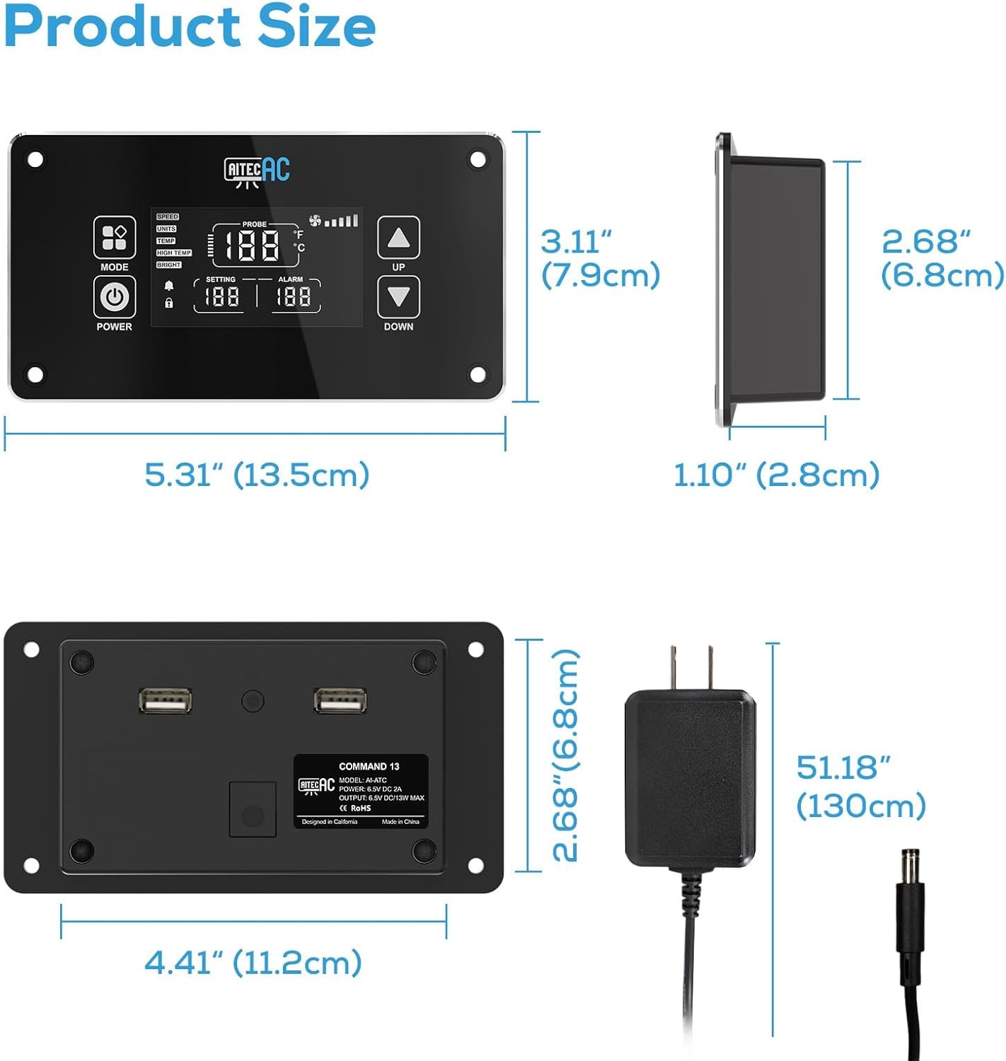 AITECAC Cooling Fans Speed Controller for Control Aircraft Cabinets Fans