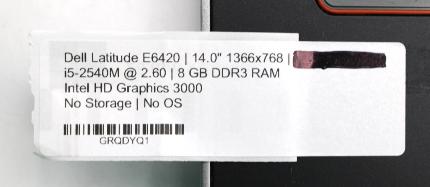 Dell Latitude E6420 i5-2540M@2.6GHz 8GB DDR3 NO STORAGE OR OS *USED/TESTED*