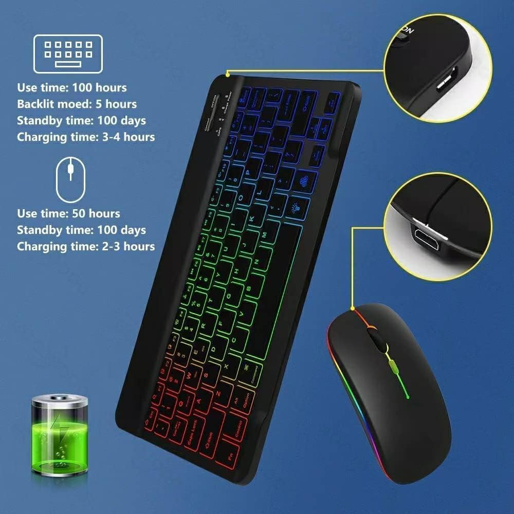 Ultra-Slim Lightweight Bluetooth Keyboard and Mouse Portable Mini Wireless