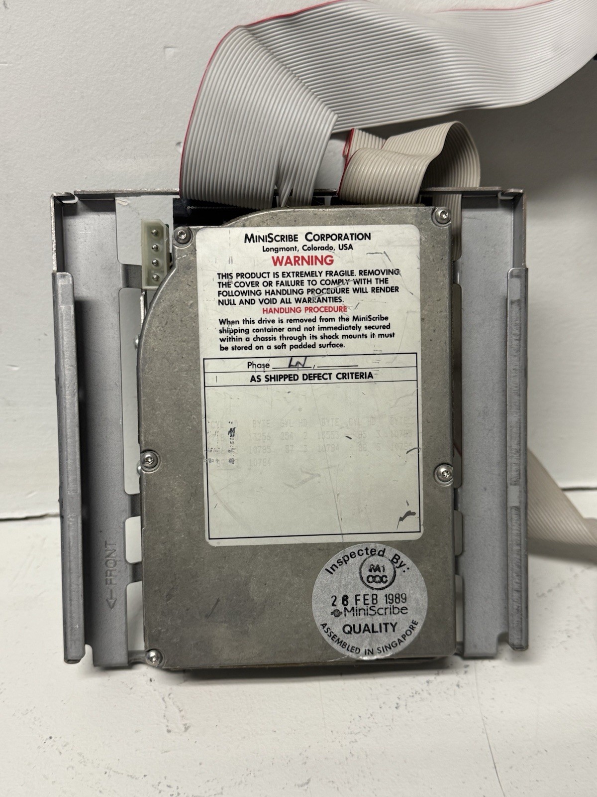 Miniscribe Hard Drive unknown Model For Parts