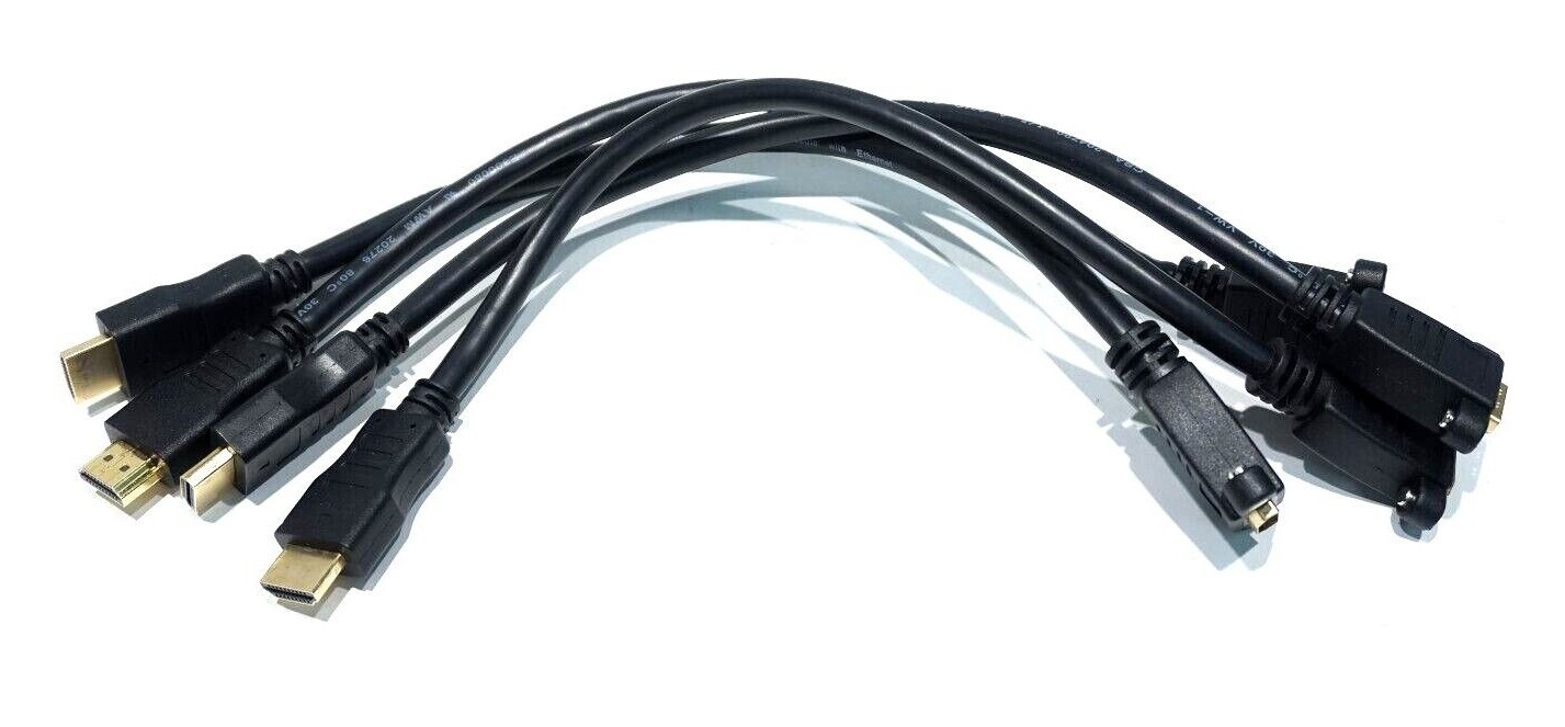 (4) HIGH SPEED HDMI 1.4 MALE TO FEMALE SCREW PANEL MOUNT 1FT CABLE with ETHERNET
