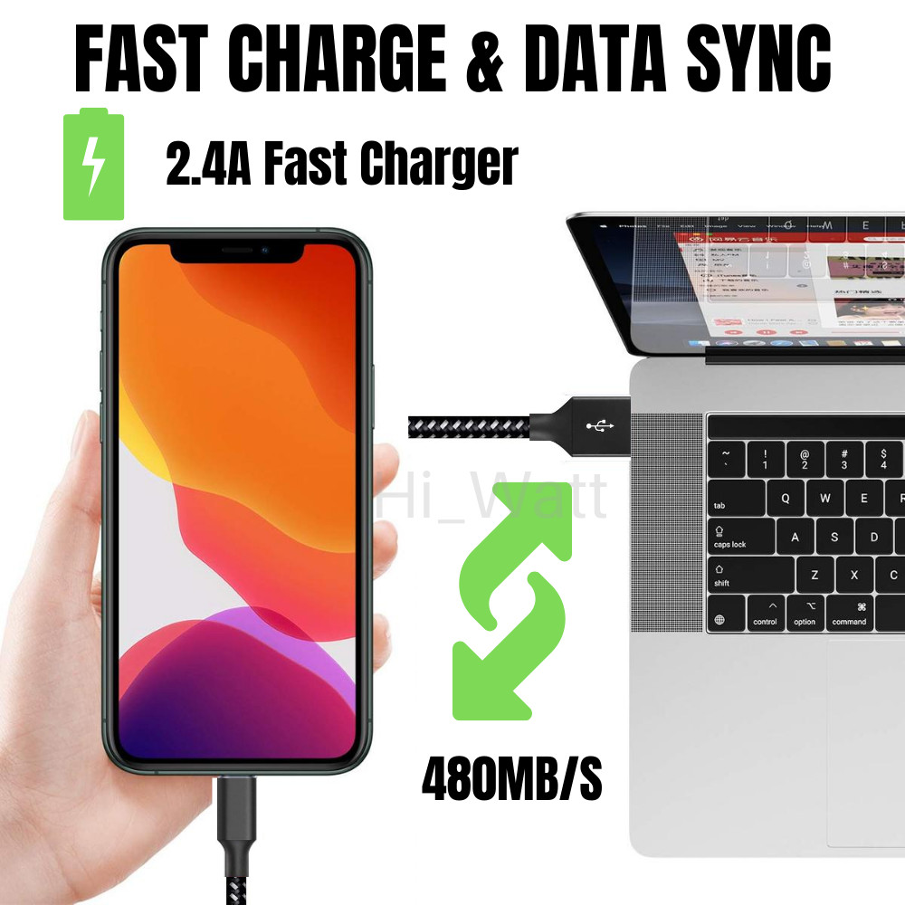 3 Pack Fast Charger Cable Heavy Duty For iPhone 14 13 12 11 XR 8 7 Charging Cord