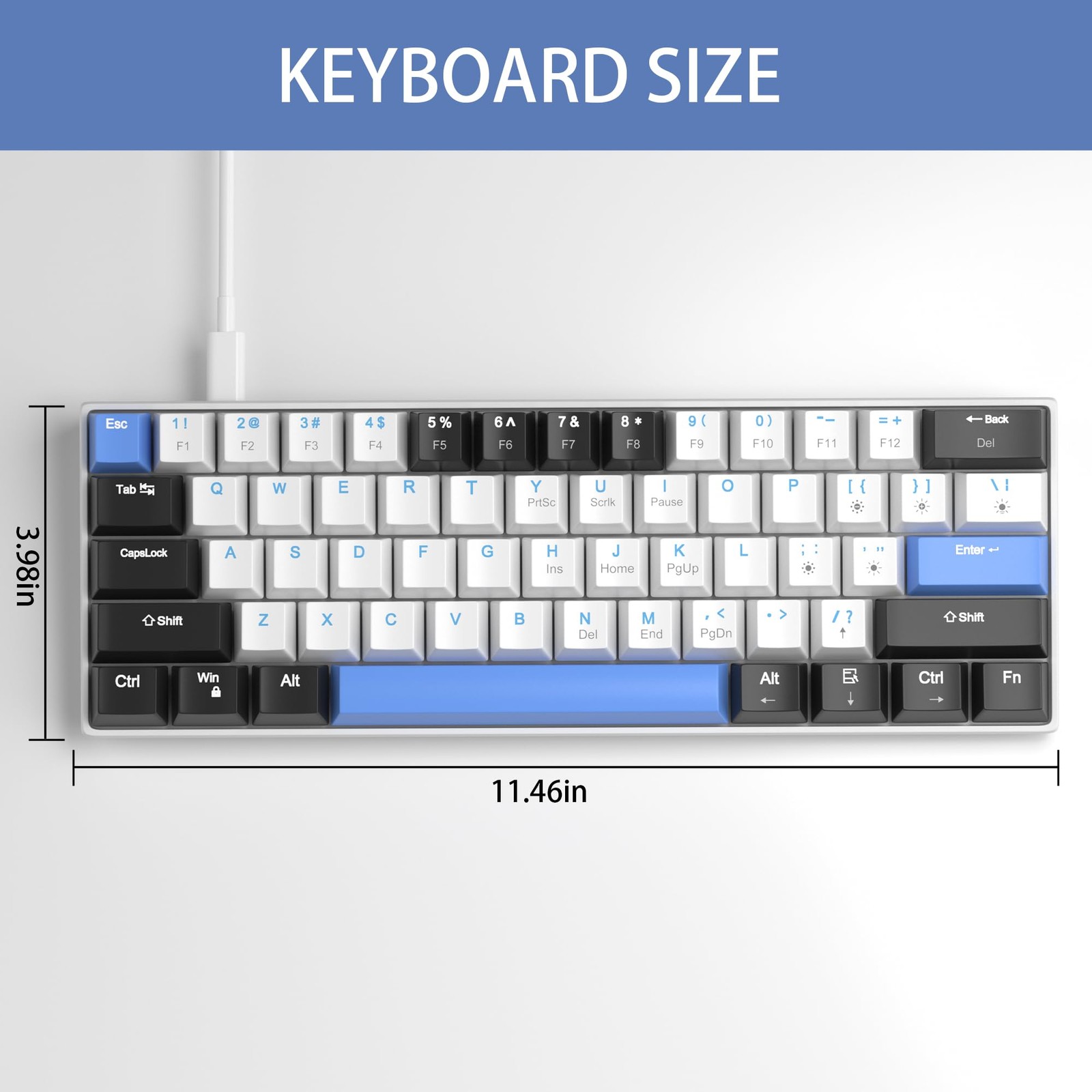 60% Mechanical Gaming Keyboard,Mixed Color Keycaps Gaming Keyboard with Brown…