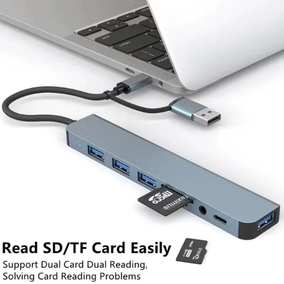7/8 Port USB-C Hub Adapter – 5G Speed Multi Splitter for PC, Laptop & MacBook US