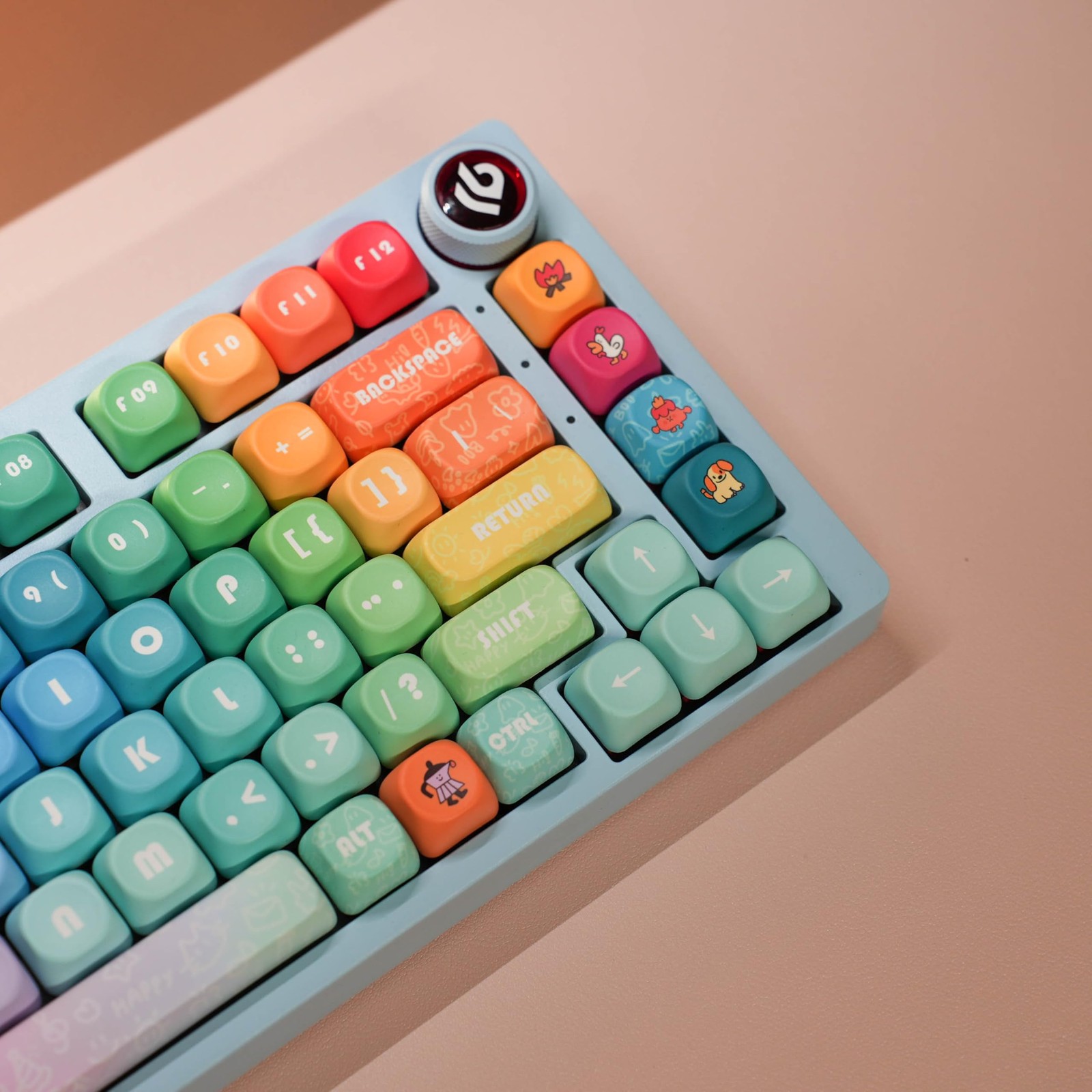 PBT Cute Colourful MOA Round keycaps PBT keycap Set for Girl Kids Custom keyc…