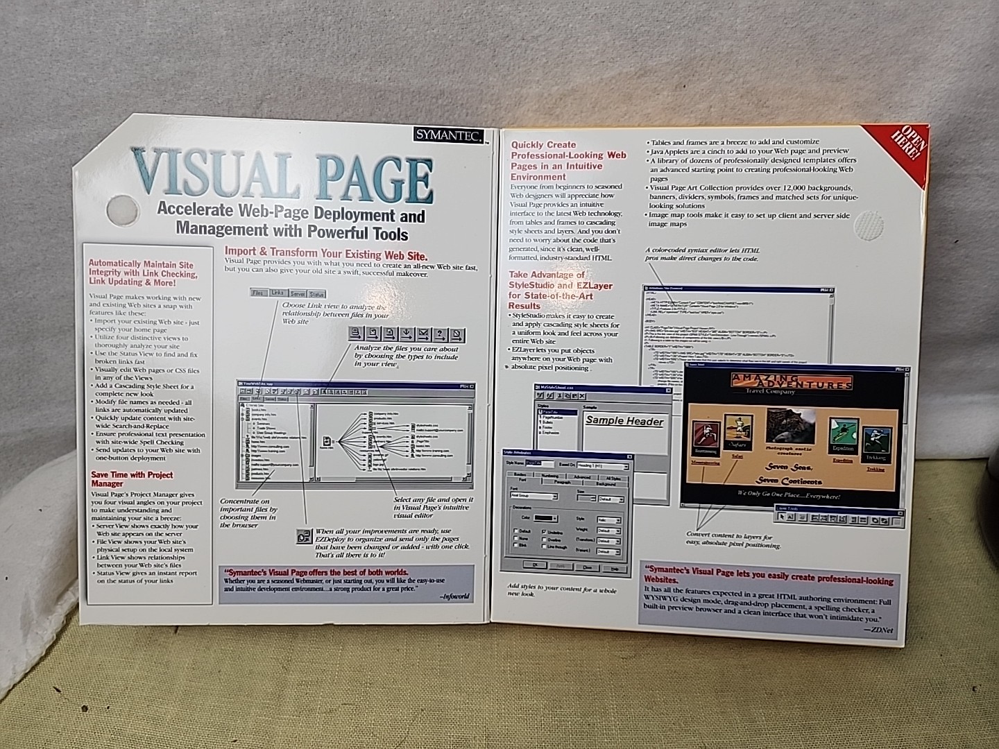 Symantec Visual Page PC CD Windows 95 New In Box Software Web Page Builder Seal