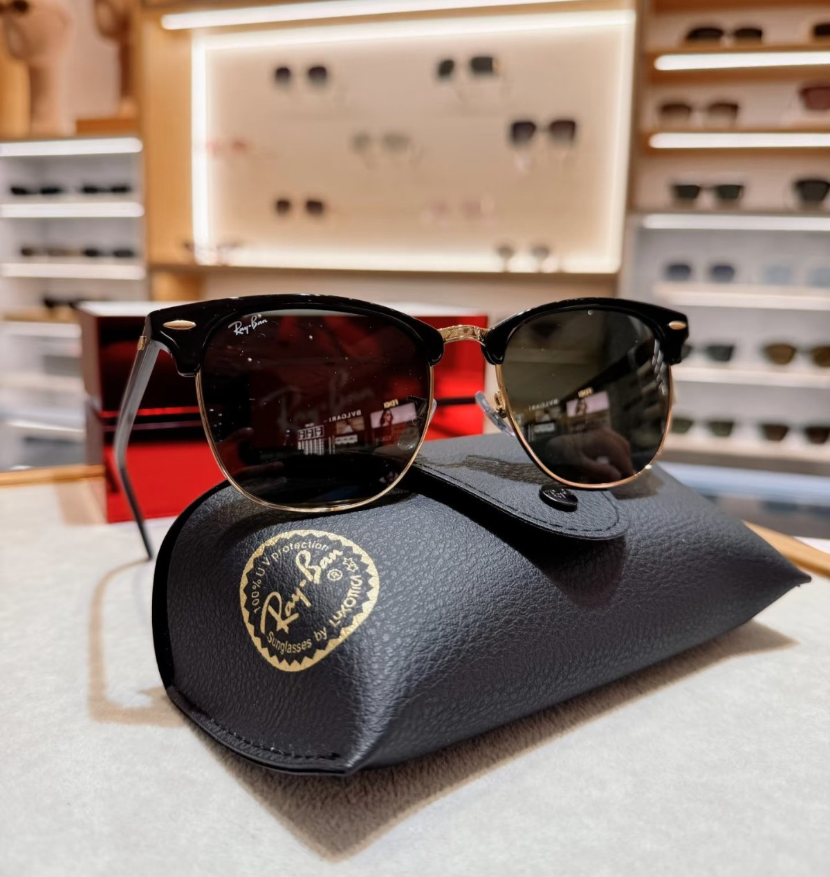 Ray-Ban Clubmaster RB3016 Polarized Browline Sunglasses Black Frame/Lens