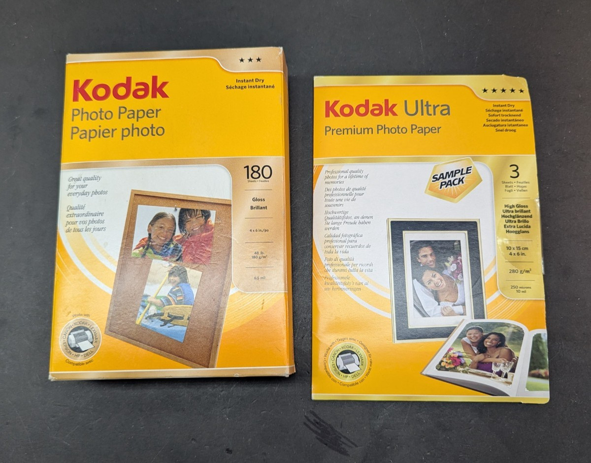 SET OF 2 Kodak Photo Paper Instant Dry Gloss Brillant 4 x 6 Inch Premium Ultra