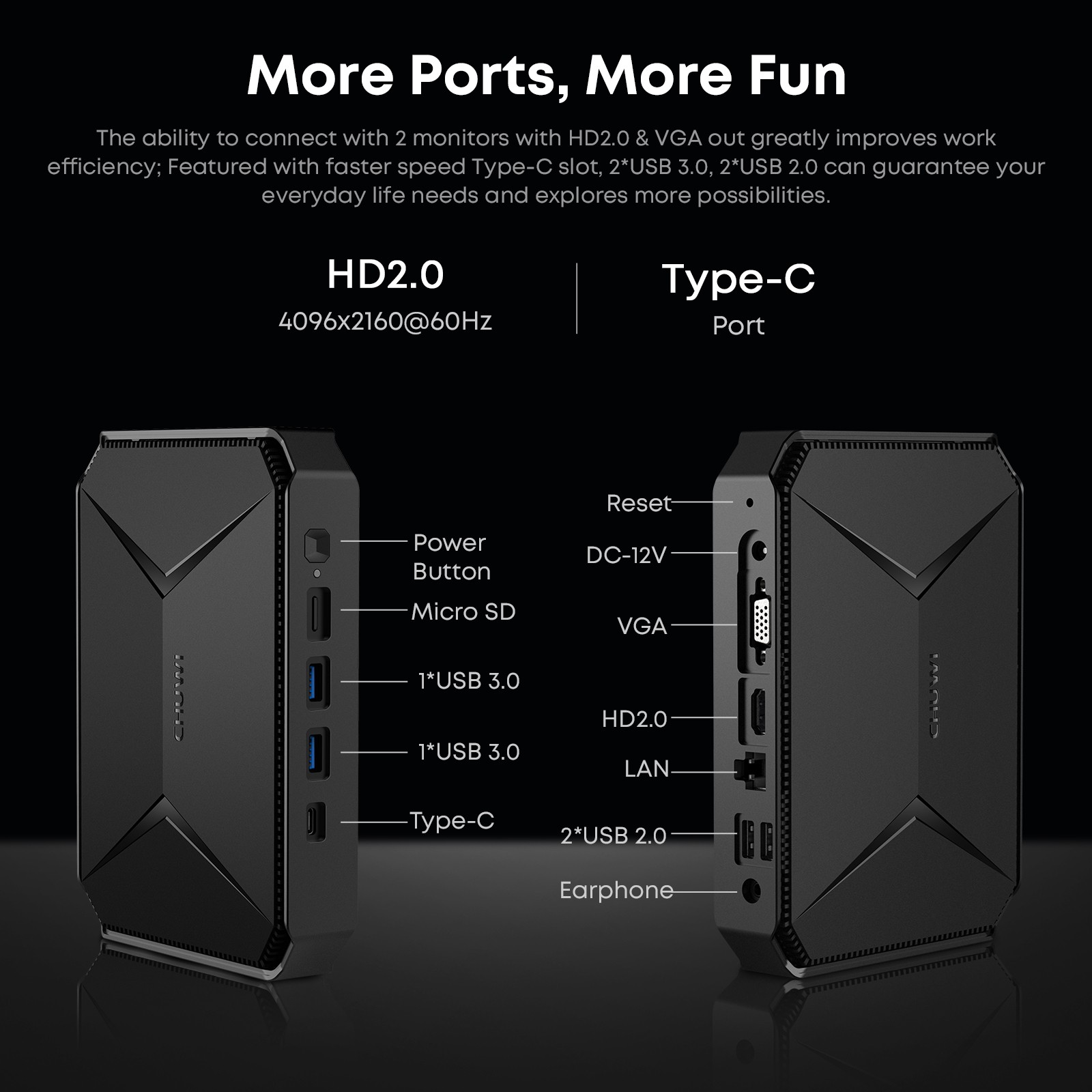 CHUWI MINI PC HEROBOX Intel N100 256GB SSD 8GB RAM Windows 11 Desktop Computer