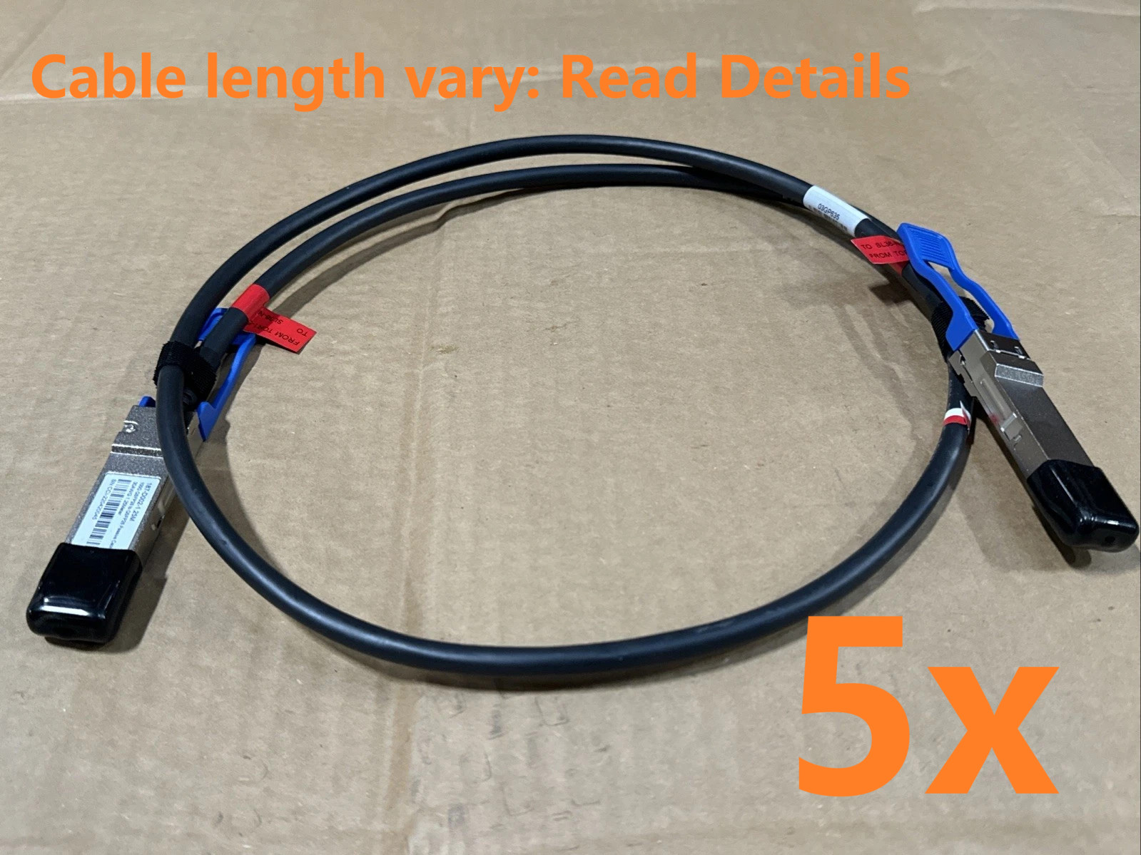 Lot of 5 – CCI 100GbE QSFP28 to QSFP28 PVC 30AWG Passive Cable 187-D002-1