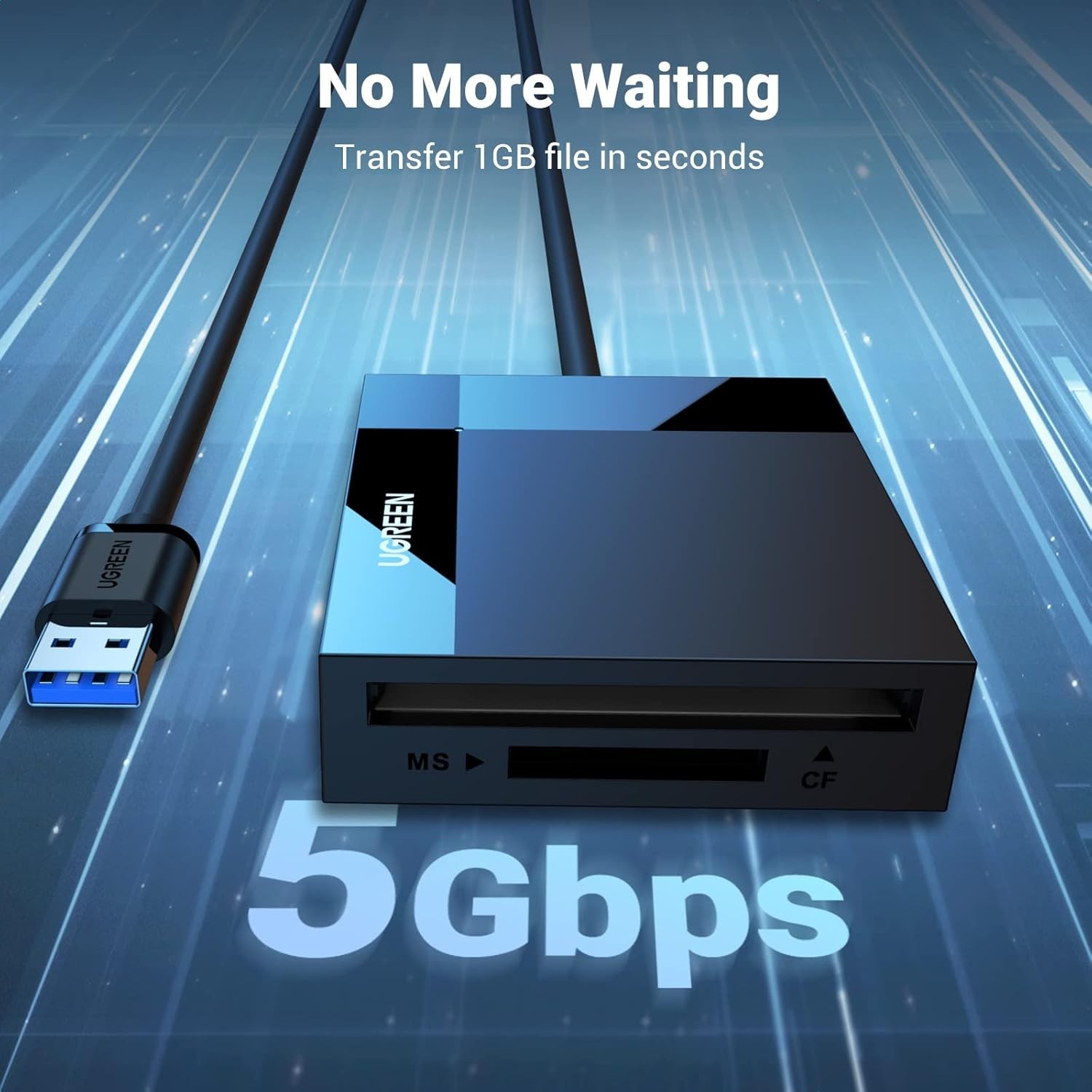 Portable USB 3.0 Card Reader – 5Gbps Transfer for Camera, Laptop, Smartphone