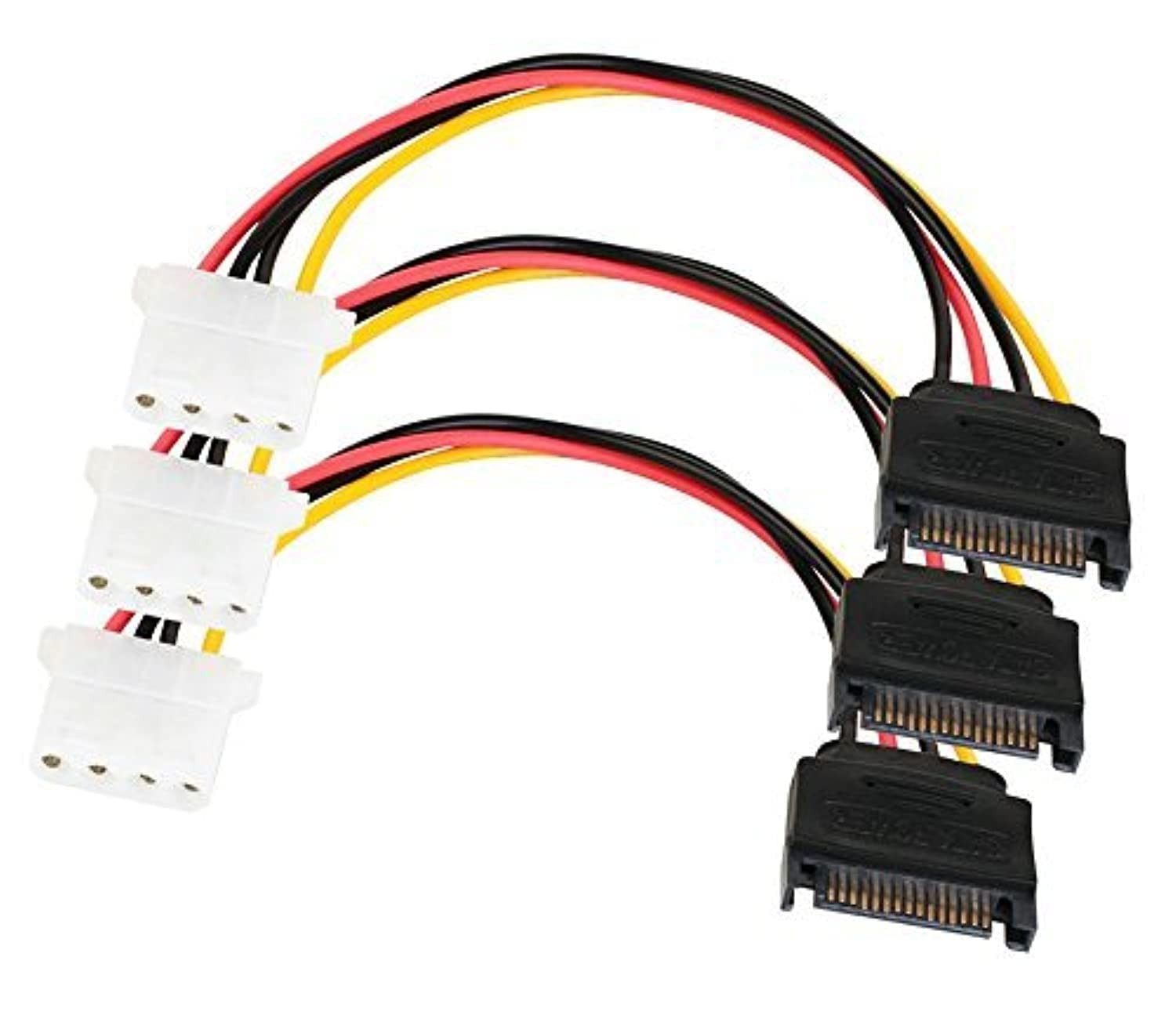 SATA to 4 Pin Power Cable Adapter 3 Pack SATA 15 Pin Male to Molex LP4 Female…