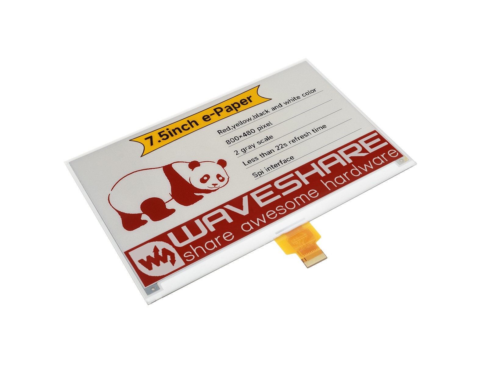 Waveshare7.5inch e-Paper display (H), E-ink display, 800×480 for Raspberry Pi