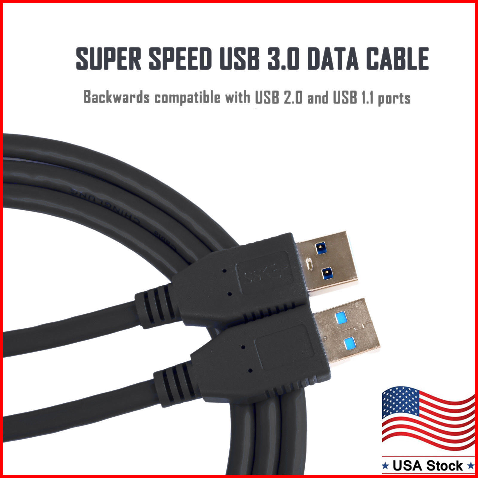 Cable Male to Male USB to USB Cable USB 3.0 Type A Male to A Male Cable 3FT US