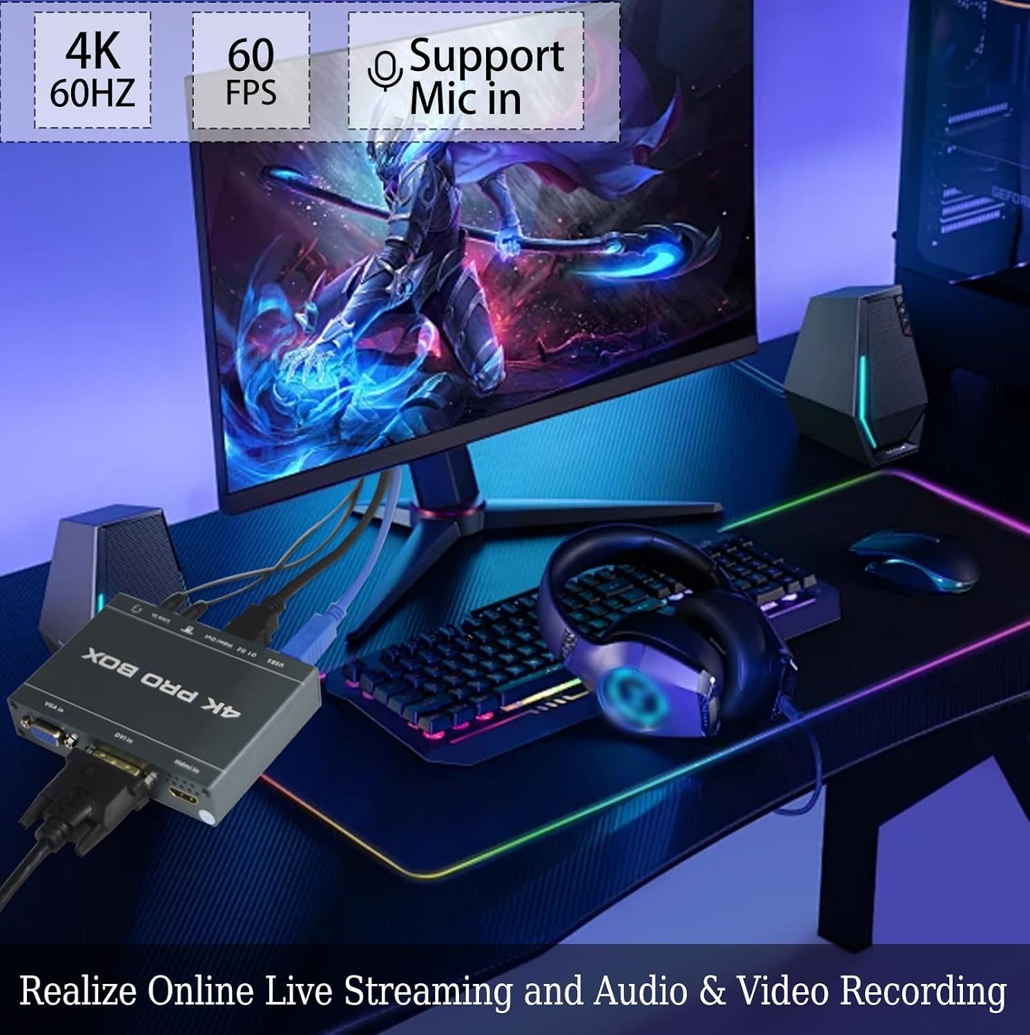 4K HDMI VGA to USB3.0 Video Capture Box 1080P 60FPS