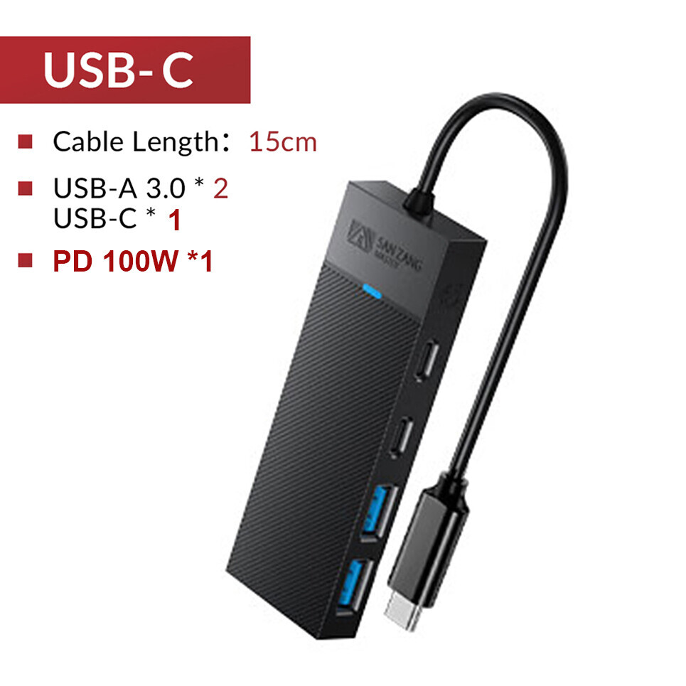 IDSONIX USB 3.0 Hub 4-Port USB Hub Type C Splitter PD 100W Expander Adapter US