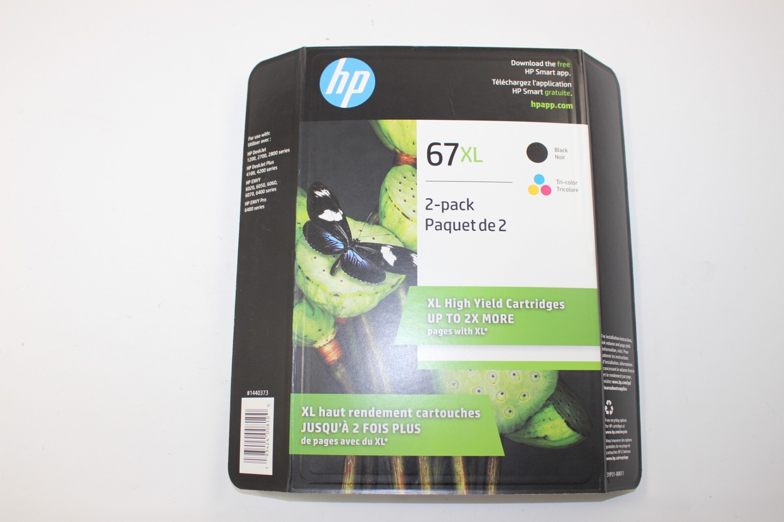HP 67XL 2-Pack Black & Tri-Color Ink Cartridges 02/2028 (3YP31BN)