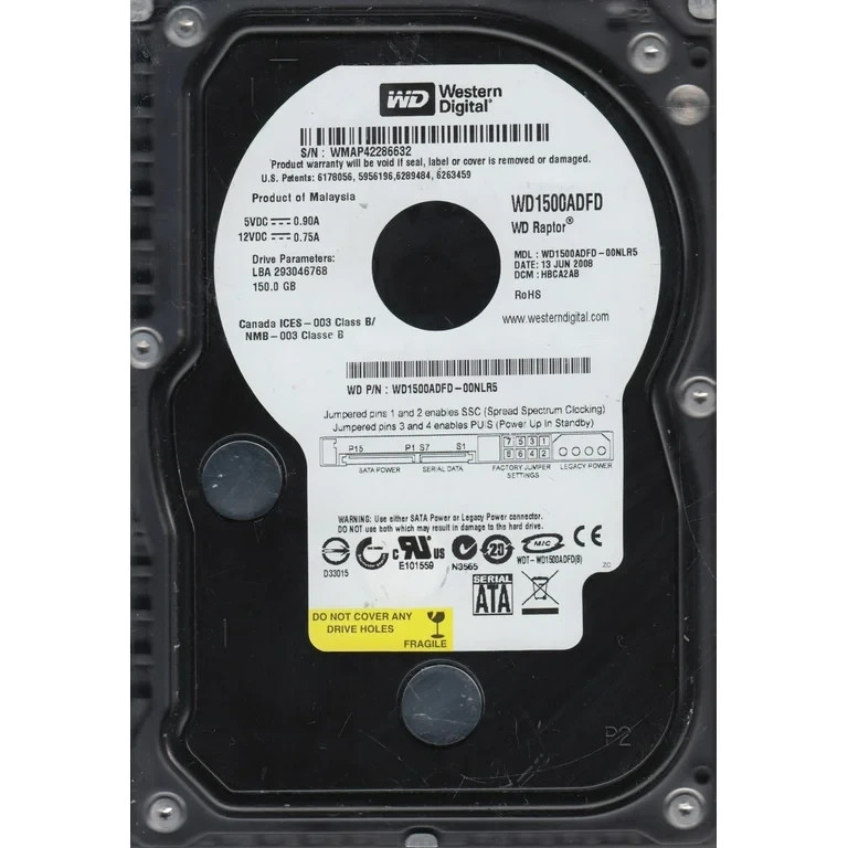 ✅ Western Digital WD1500ADFD-00NLR5 Raptor 150GB SATA Enterprise HDD 10K RPM 💾