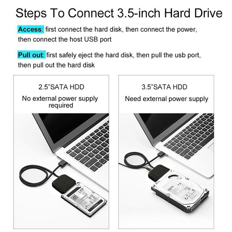 USB 3.0 to SATA External Hard Drive Reader 2.5″ 3.5″ HDD SSD Power adapter