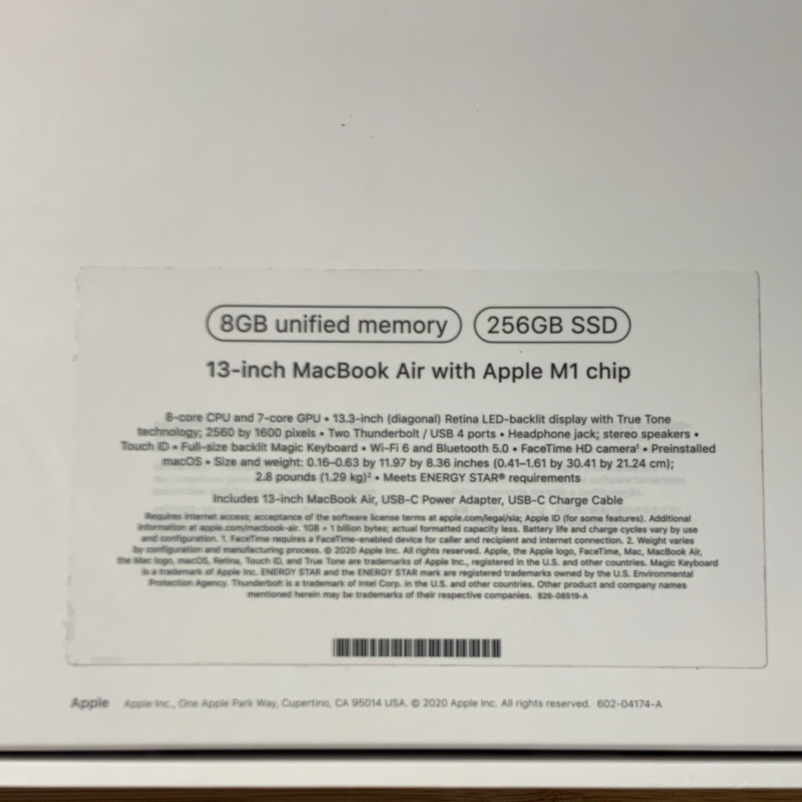 Empty Box For 13 Inch Macbook Air With Apple M1 Chip 256 Gb