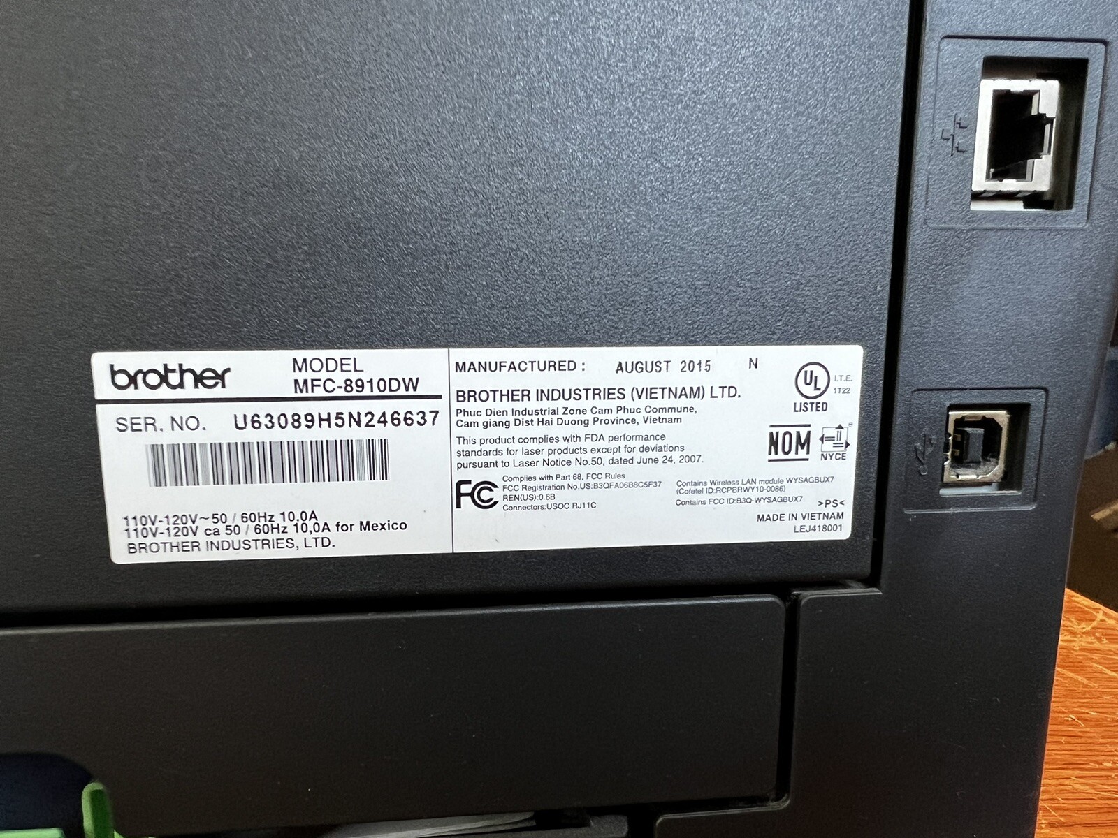 Brother Mfc-8910Dw All-In-One Laser Printer, not working, see description