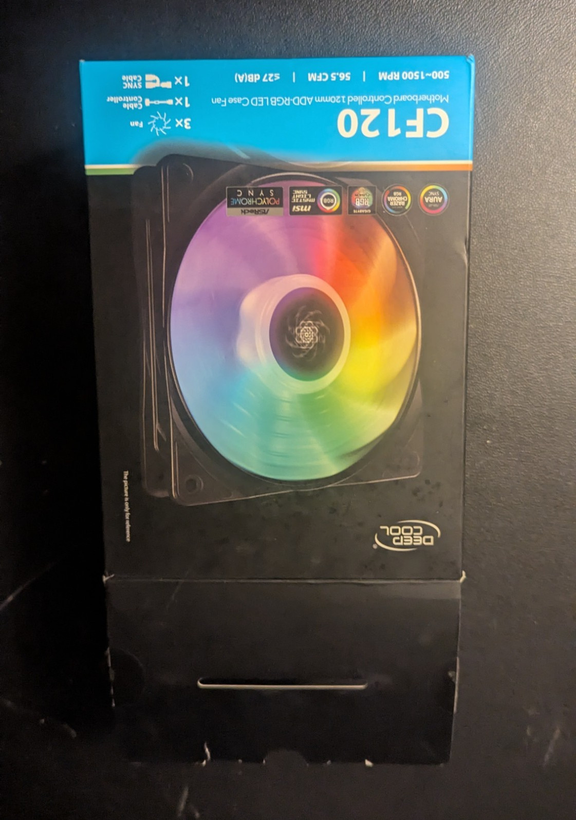 DEEPCOOL CF120 120mm 3-Pack ARGB Multicolor Case Fans 1500RPM 56.5CFM