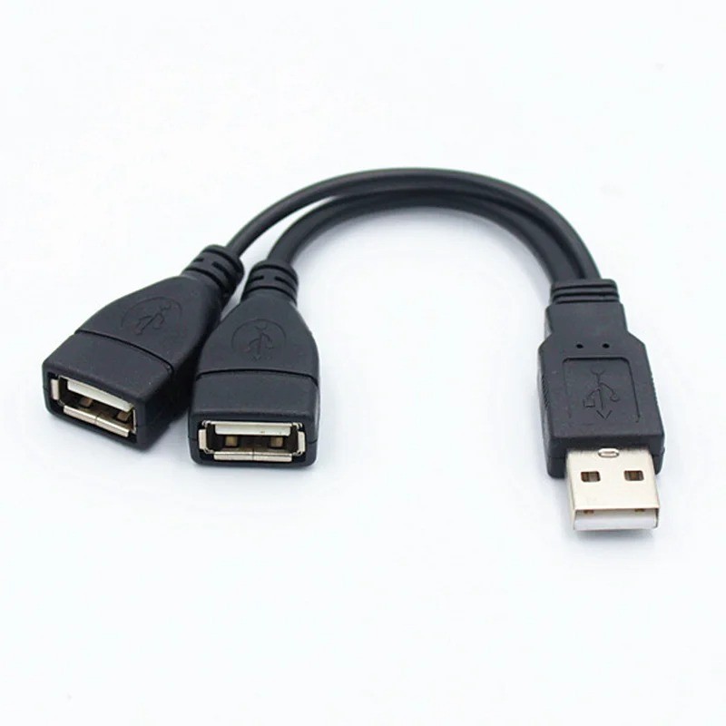 USB 2.0 Male To 2 Dual USB Female Jack Splitter Power Cord Adapter Cable 15/30cm