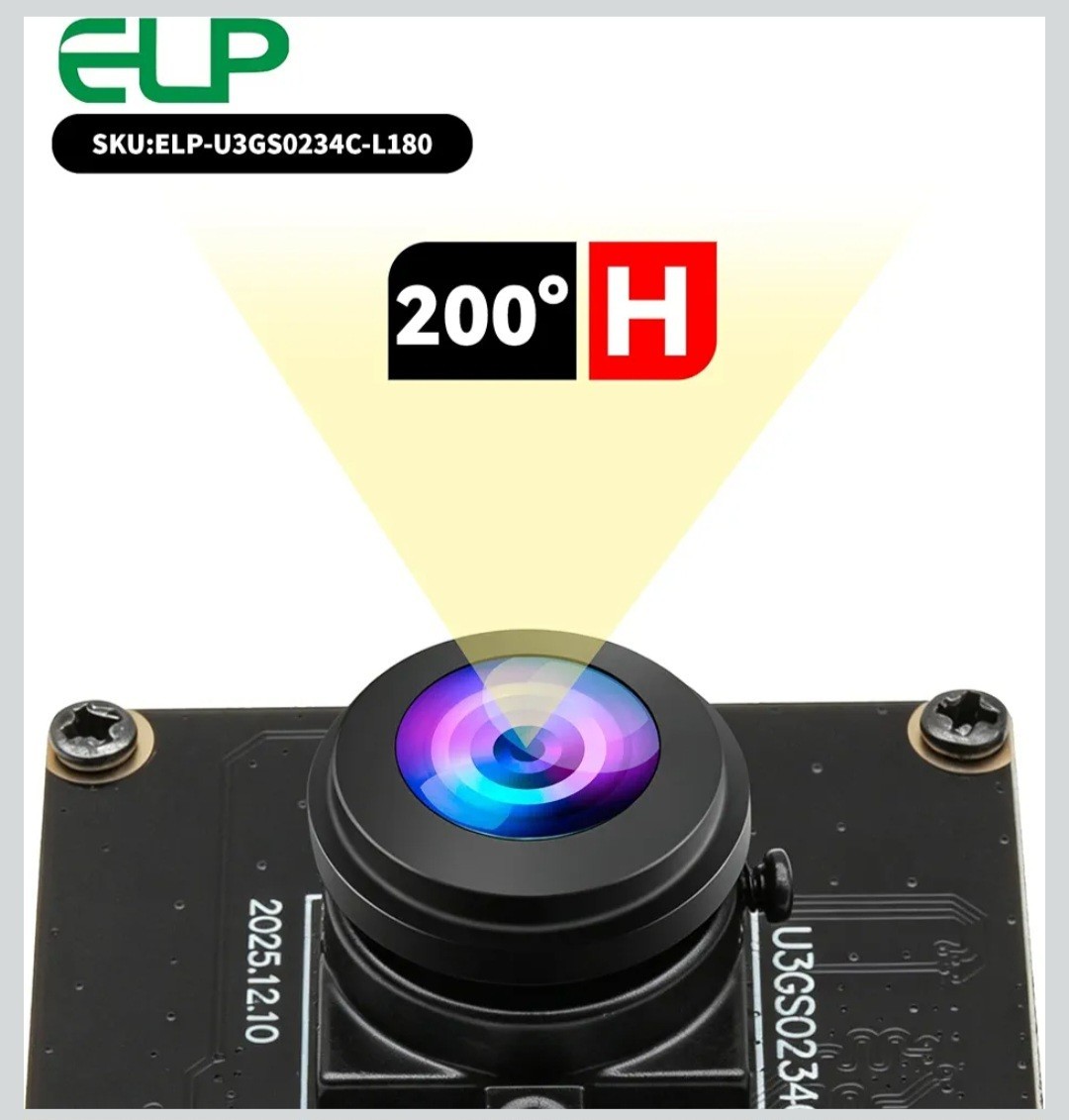 USB3.0 Global Shutter AR0234 CMOS Fisheye 200FPS 1200P Machine Vision Camera