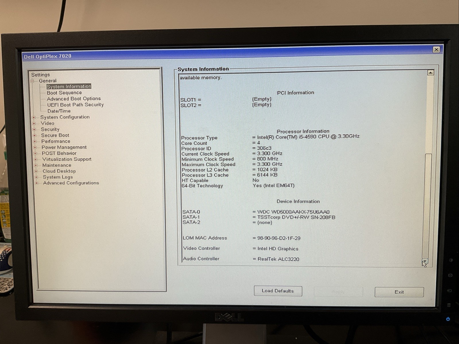 Dell OptiPlex 7020 Intel I5-4590 3.30GHz No OS Desktop