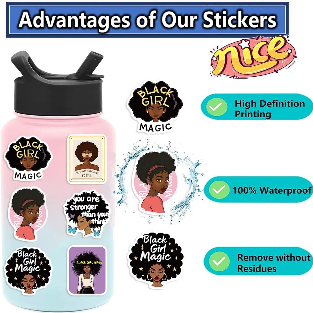 Black Girl Magic Stickers – 50 Pcs Planner 1.57-2.76 inch,