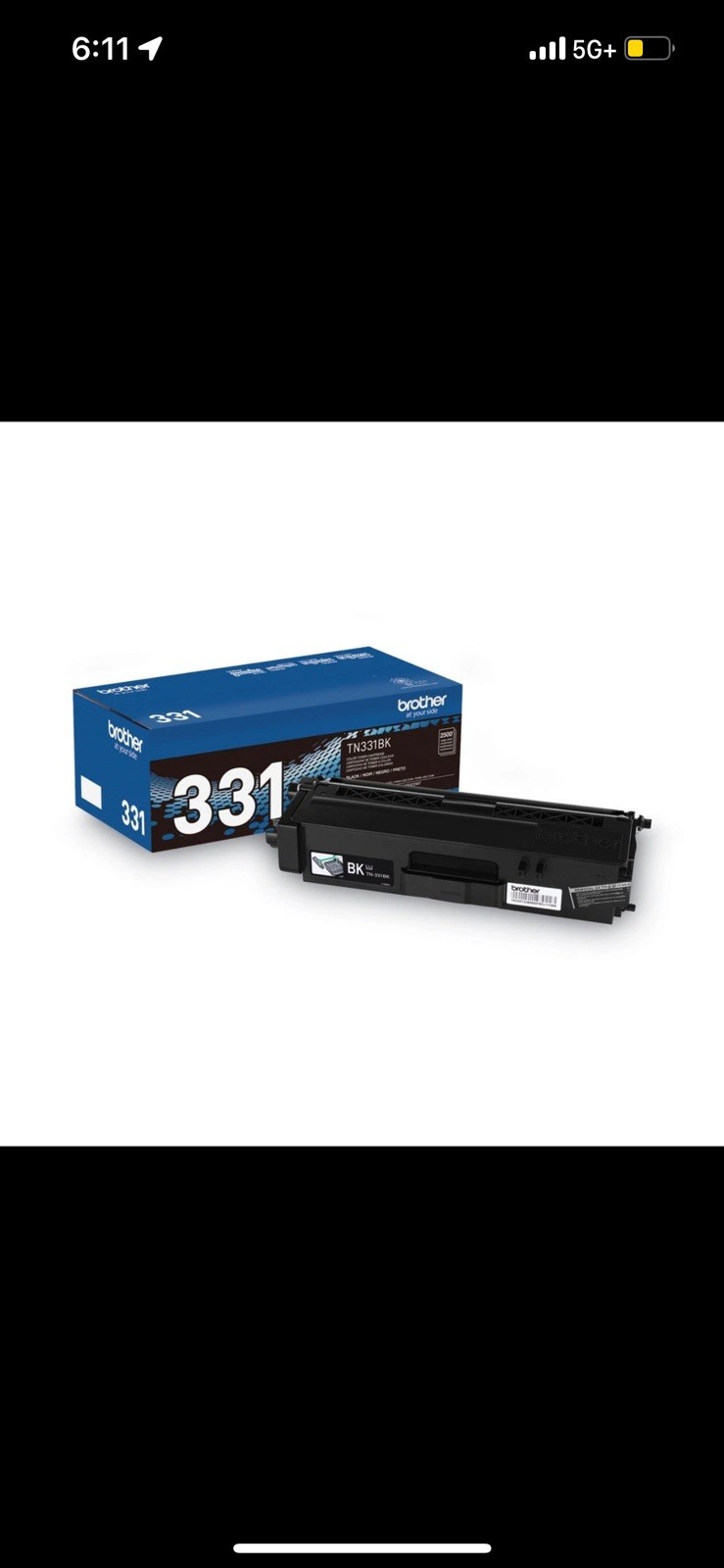 Brother TN331BK 2500 Page-Yield Toner – Black New