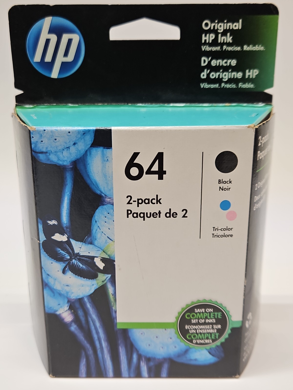 HP 64 Black Tricolor Ink Cartridge Set X4D92AN N9J89AN N9J90AN Exp 2020 OEM Box