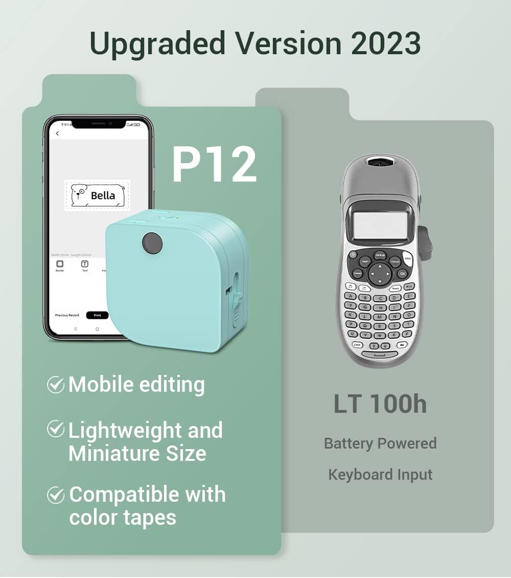 DYMO LetraTag Handheld Label Maker Machine LT-100H Phomemo P12 Pro Printer 91331