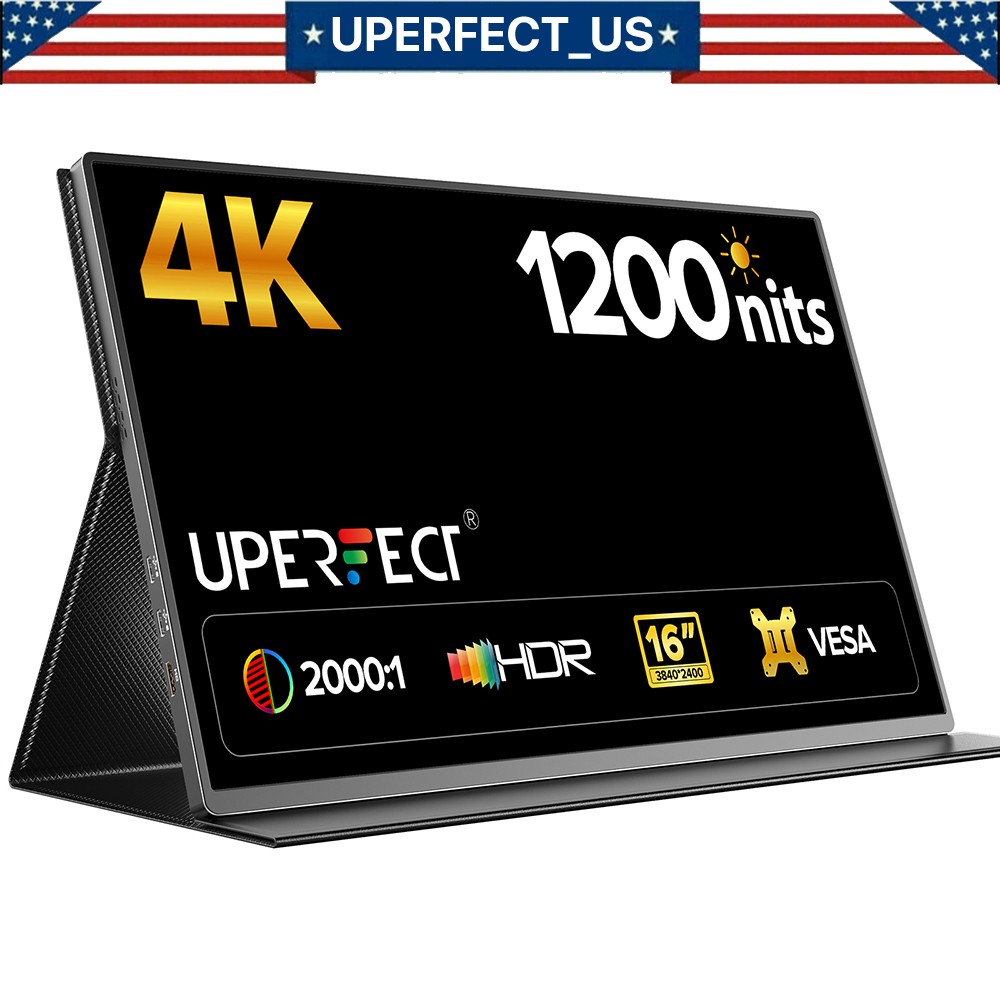 UColor T6 16.0 Zoll 4K Tragbarer Monitore HDR Bildschirm 100% sRGB mit 1200 Nits