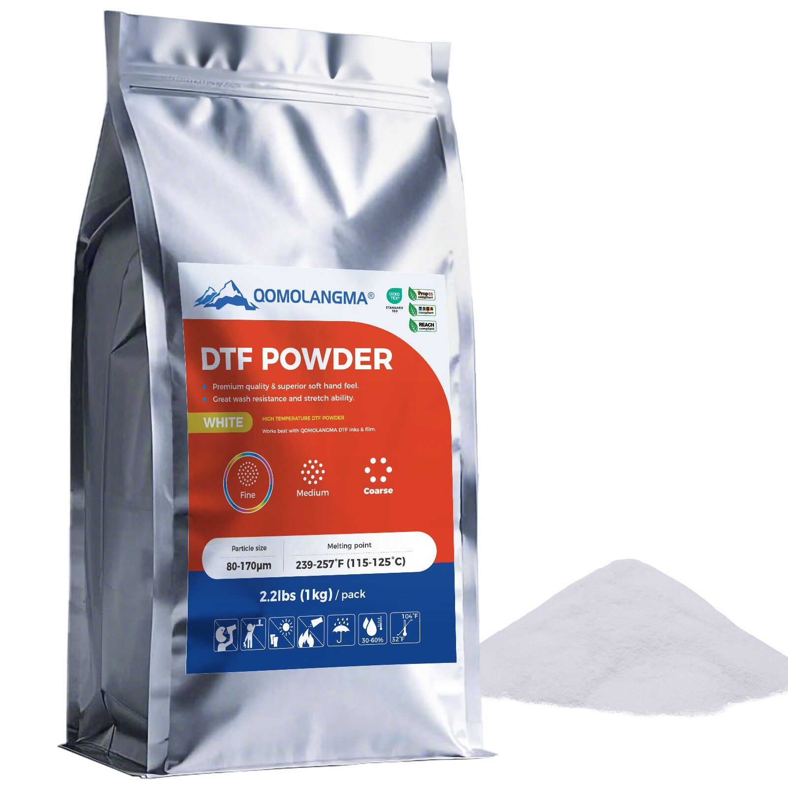 US Stock 2.2lbs Fine TPU DTF Transfer Adhesive Powder HIGH TEMPERATURE White