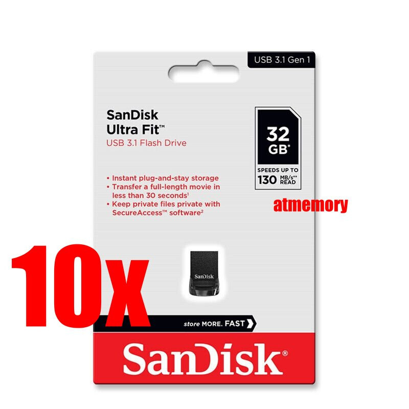 10pcs SanDisk Ultra Fit 32GB USB Flash Drive USB3.1 CZ430