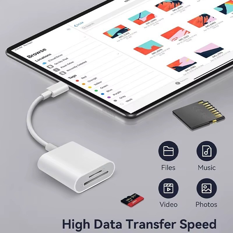2in1 Micro SD/TF Dual Slot Memory Card Reader for iPhone iPad Camera Adapter Lot