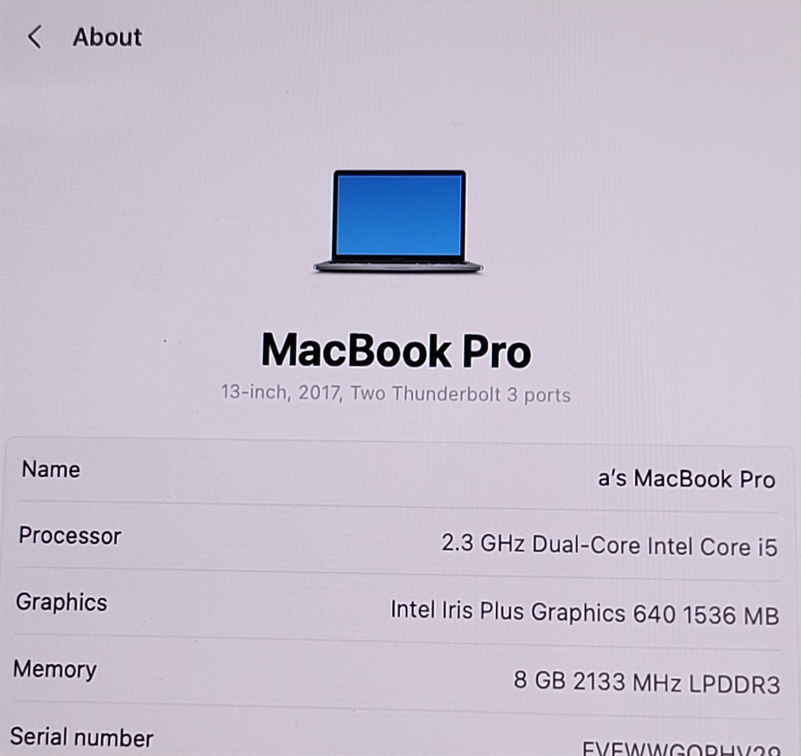 MacBook Pro 13in Dual-Core i5 2.3 Turbo up 3.6GHz 8GB 256GB 3year WARRANTY