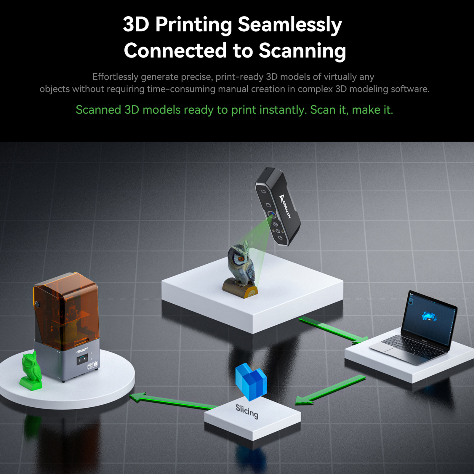 Creality CR-Scan Otter 3D Scanner 24-Bit Full-Color for iOS Android Windows W5L2
