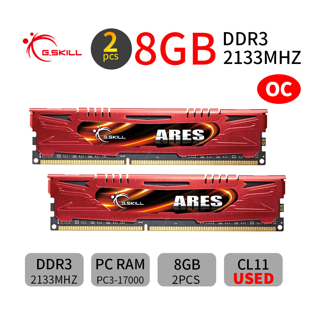 G.Skill Ares 16GB 2x8GB DDR3 OC 2133MHz PC3-17000U 240Pin Desktop Memory RAM Red