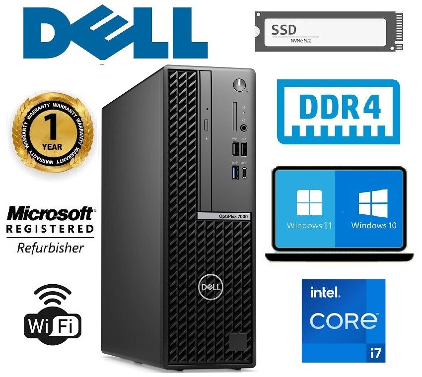 Dell OptiPlex 7000 SFF Intel i7-12700 Up To 64GB DDR4 Up to 2TB SSD + DUAL BOOT