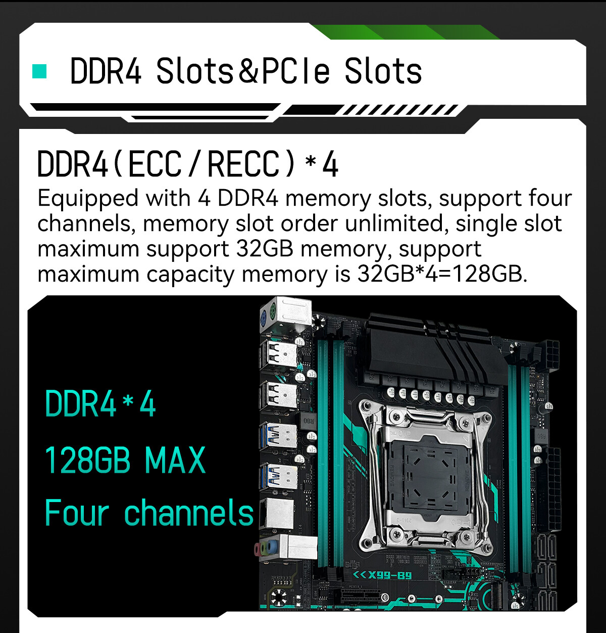 LGA 2011-3 Motherboard DDR4 with M.2 Slot USB 3.0SATA 3.0 PS/2, M-ATX Mainboard