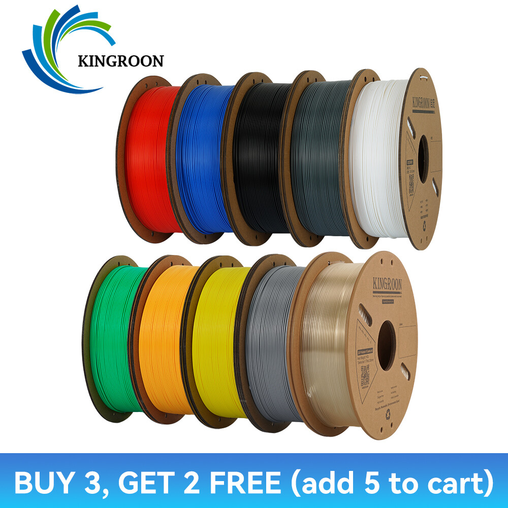 【Buy 5 Pay 3】Kingroon 1KG 1.75mm PLA PETG Silk 3D Printer Filament Light Roll US