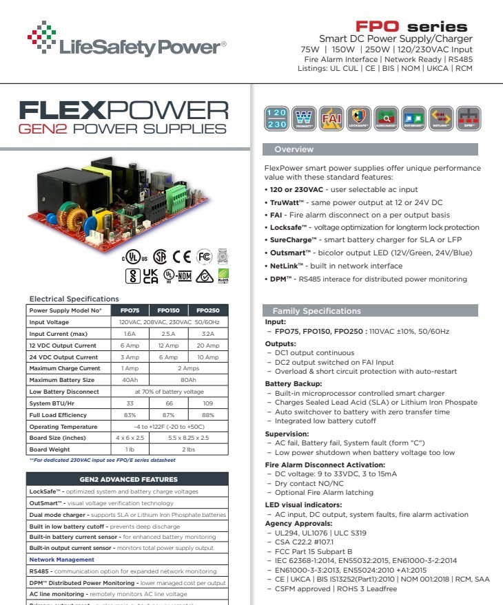 LifeSafety Power FPO75-B100C4D8PE2M