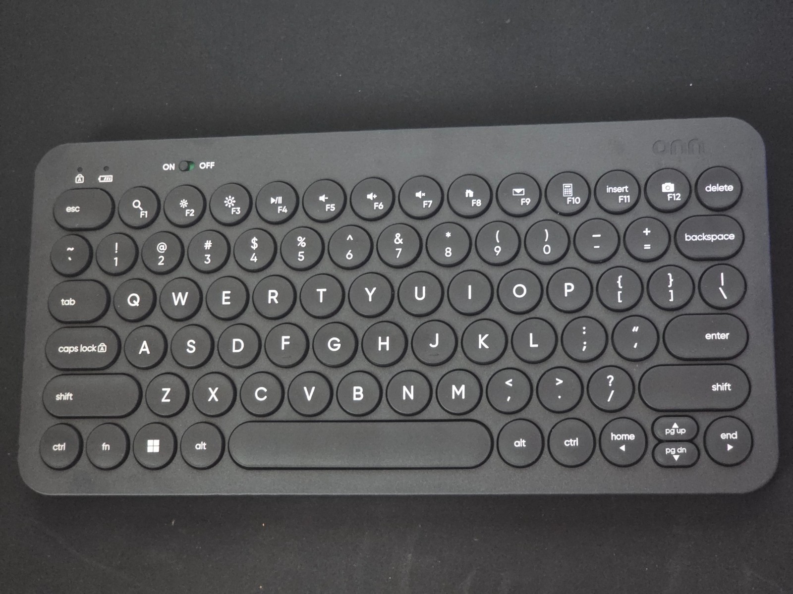 Onn Compact Wireless Keyboard, Noise Reduction, USB Receiver, 78 Keys, Black