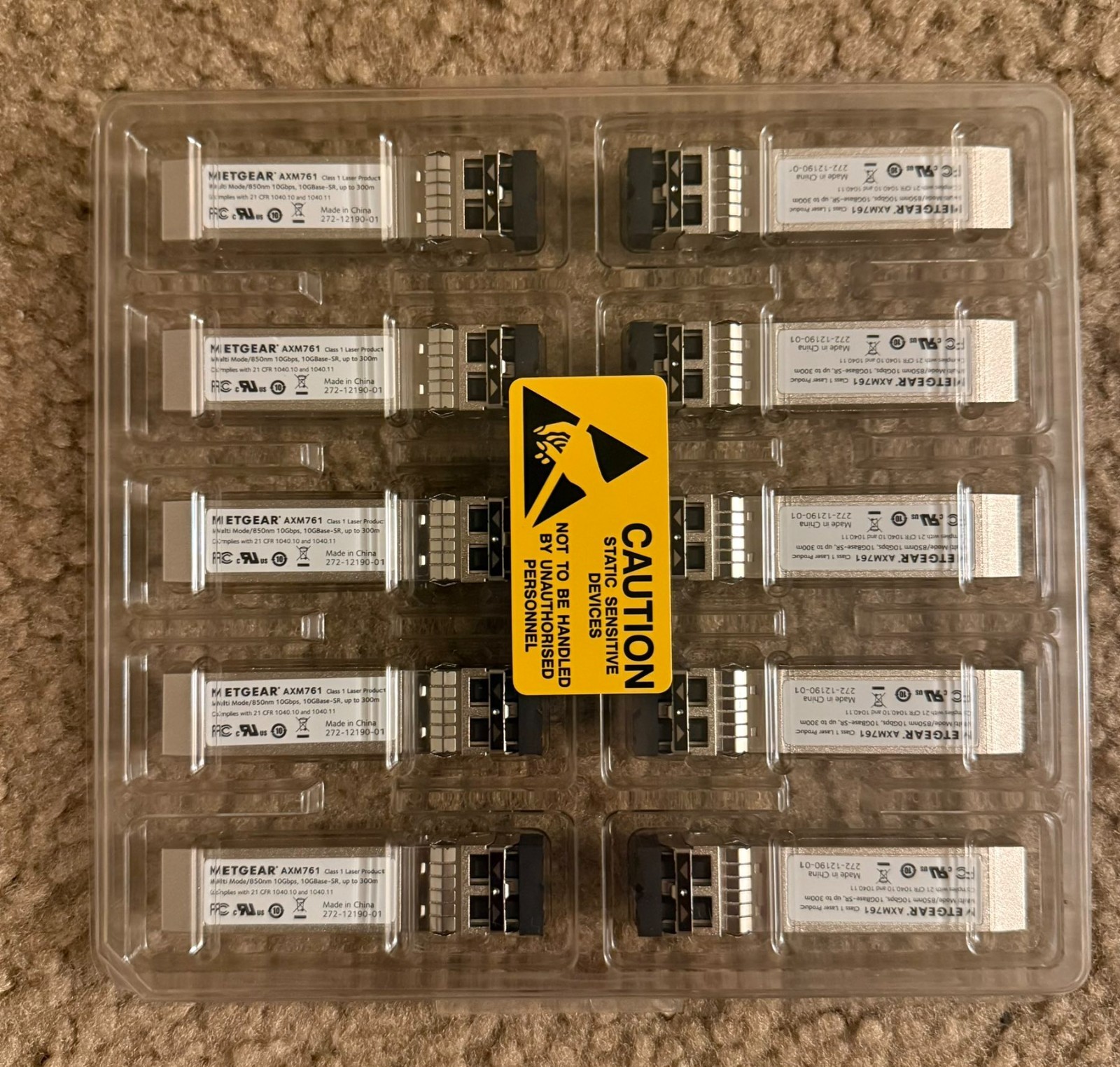 Lot of 10 – NETGEAR AXM761 Multi Mode/850nm 10Gbps, 10GBase-SR, up to 300m, SFP+