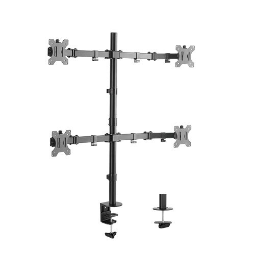 Quad Monitor Desk Mount Adjustable Clamp Stand Heavy Duty 4 Screens up to 32″