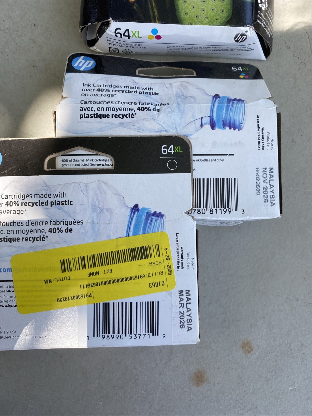 HP 64XL Black And 64 Tricolor Original Genuine Ink Cartridges