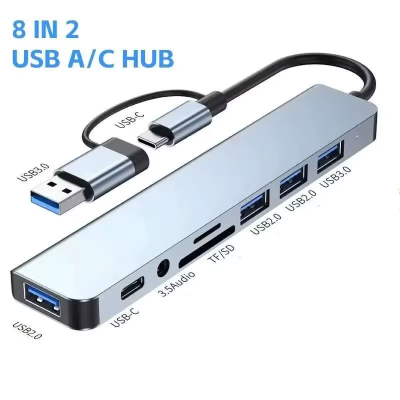 USB 3.0 Type-C Hub – 5-Port Multi-Splitter with TF/SD Card Reader & OTG for Andr